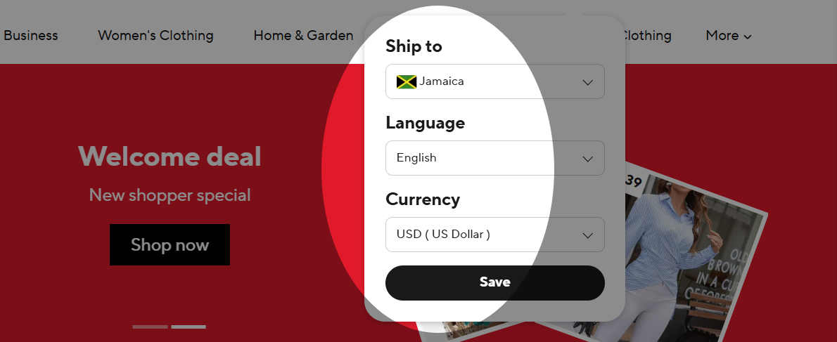 AliExpress Settings Caribbean