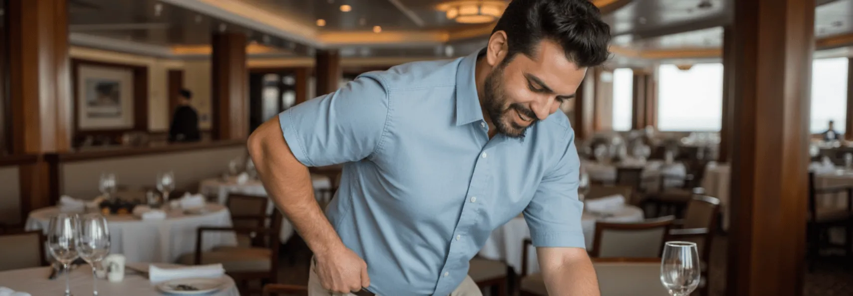 A collage showing an NCL cruise ship and guests dining and enjoying the sun deck