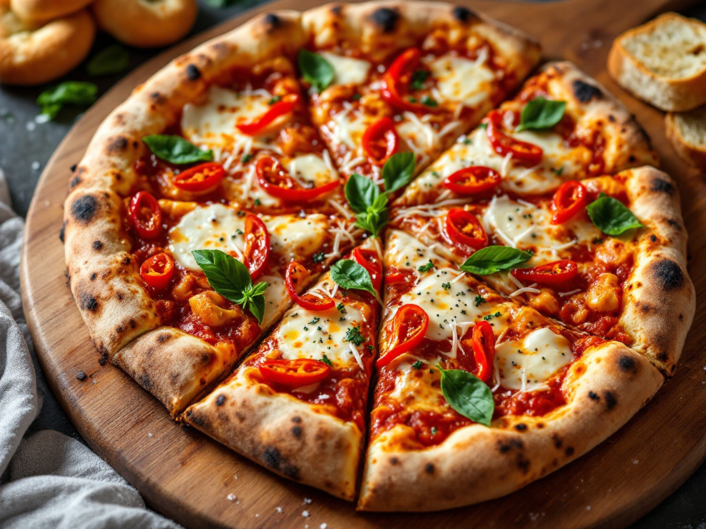 A delicious Nduja Calabrian Chili Pizza with a close-up of the spicy nduja and chili toppings