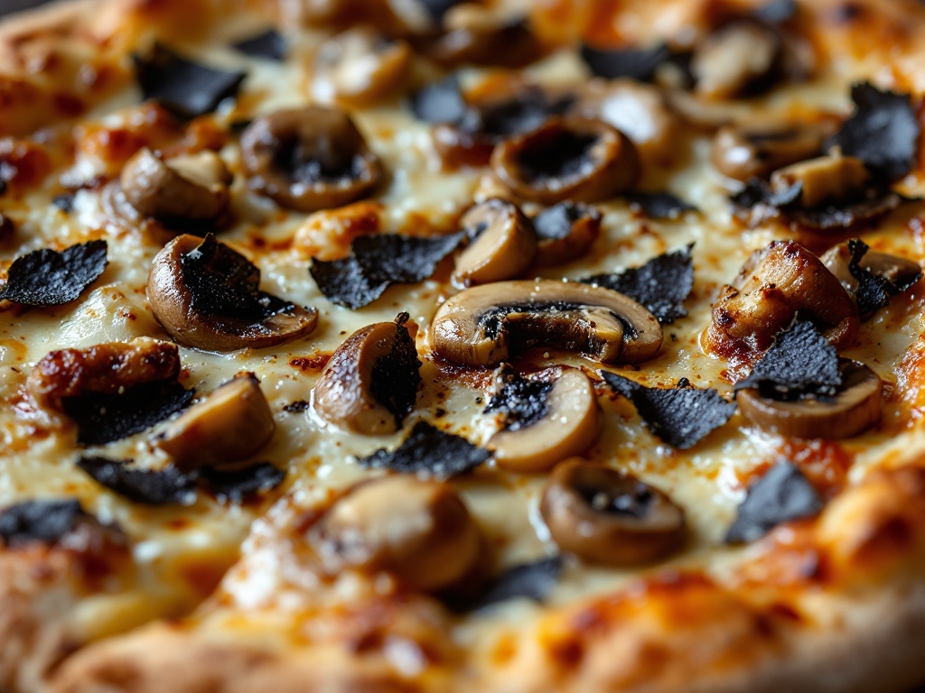 A mouthwatering truffle mushroom pizza with a crispy crust
