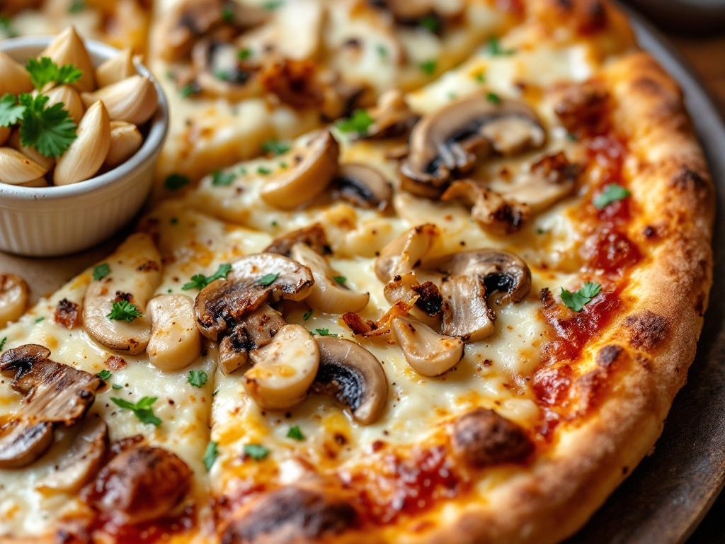 A gourmet truffle mushroom pizza made with fresh, high-quality ingredients