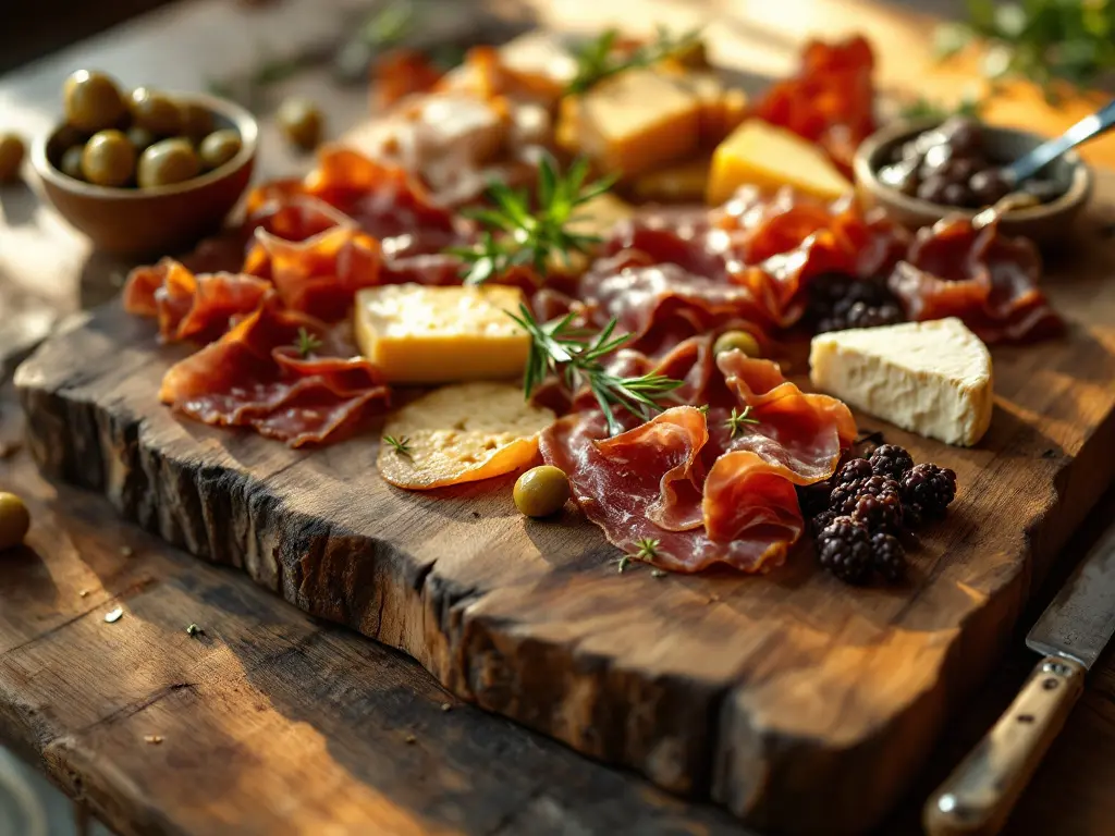 Rustic Wooden Cutting Board with Grooves