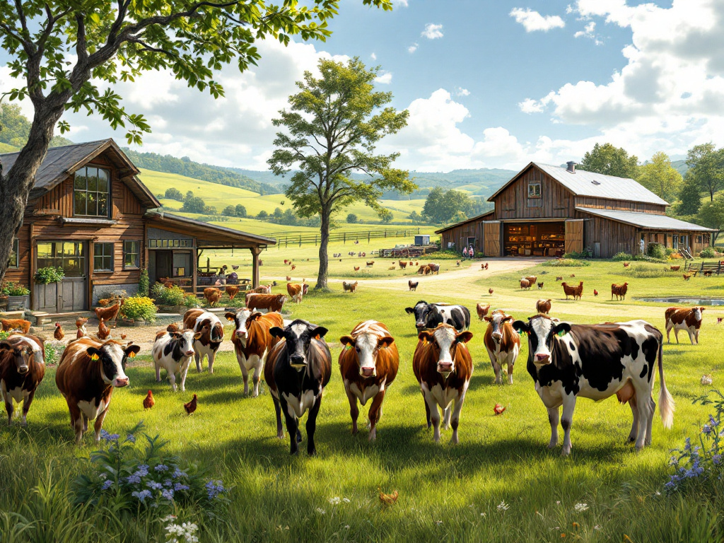 A farm showcasing sustainable and ethical farming practices.