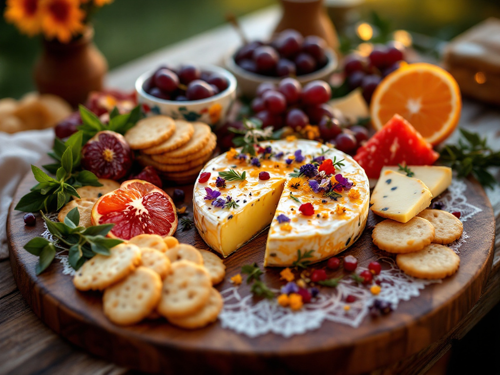 A charcuterie board featuring cheese and fruit pairings, highlighting the complementary flavors and textures.