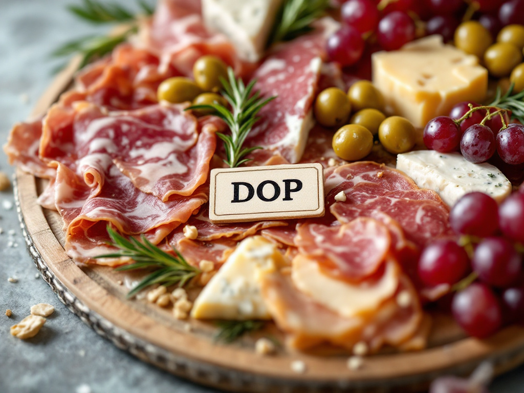 a charcuterie board featuring an assortment of Italian salami, cheeses, olives, and grapes.