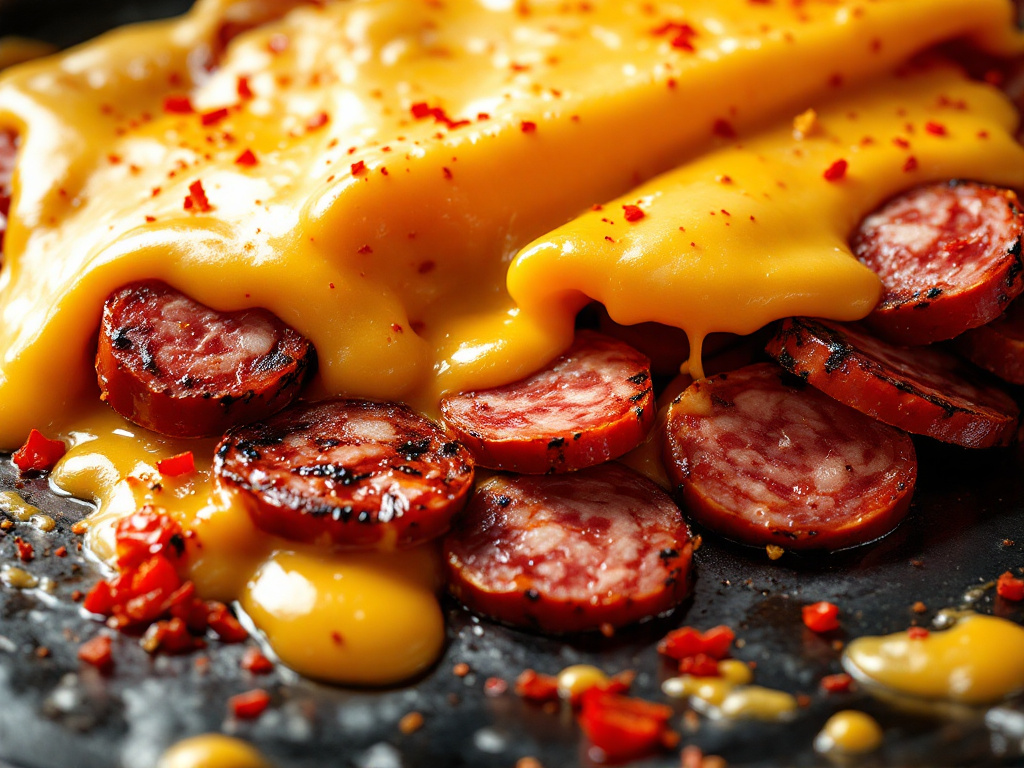 A Raclette with Chorizo and Roasted Red Peppers