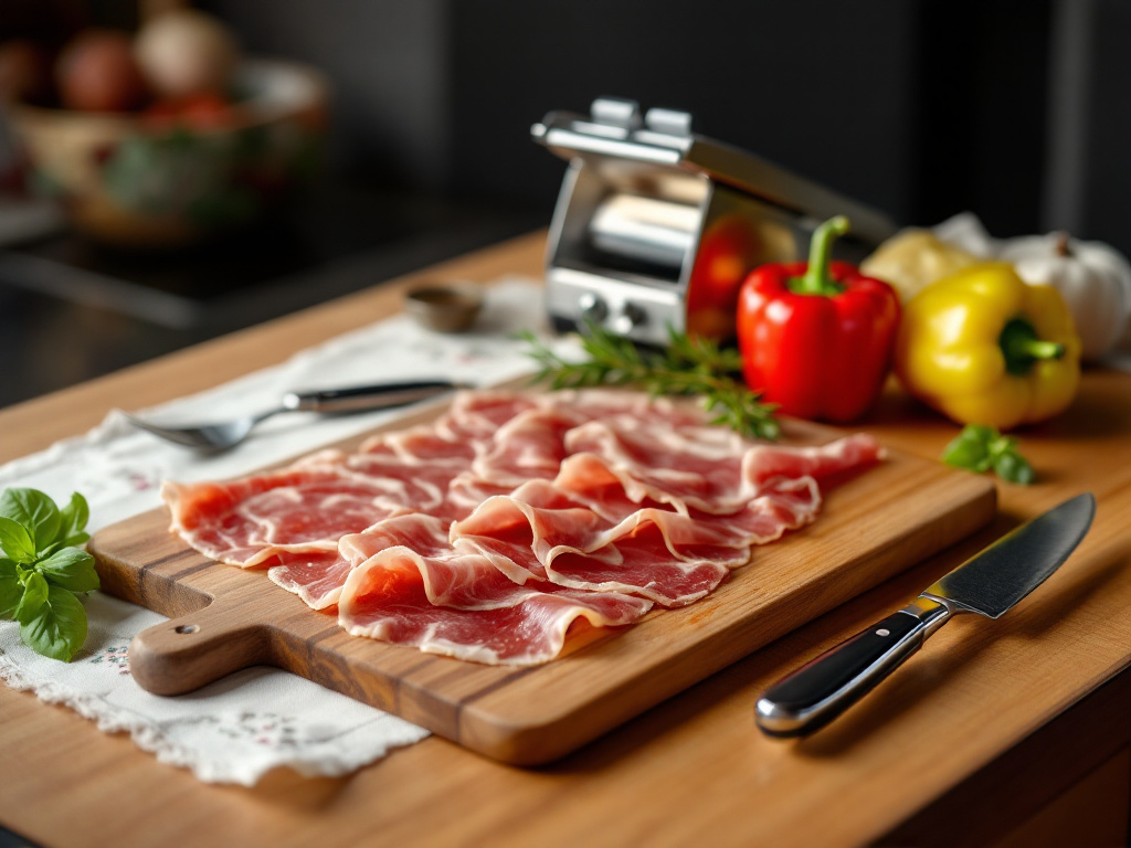 A charcuterie board featuring Prosciutto di Parma, highlighting its rich nutritional profile.