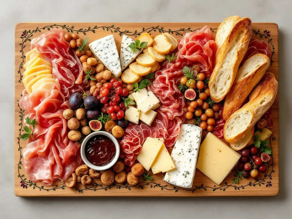 A beautifully layered charcuterie board