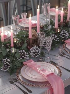 Pink Christmas Tablescape Ideas