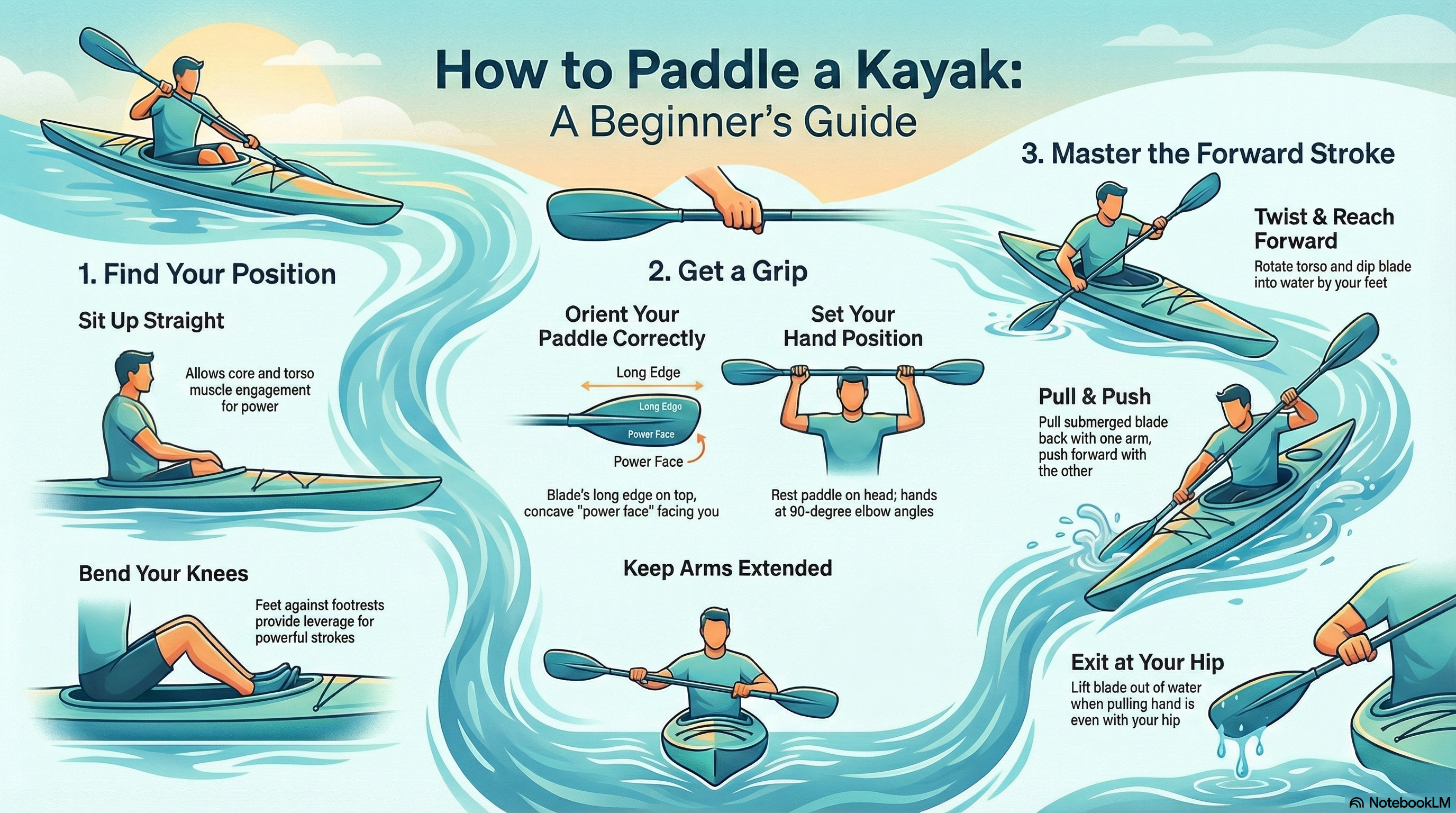 How to Paddle a Kayak Infographic
