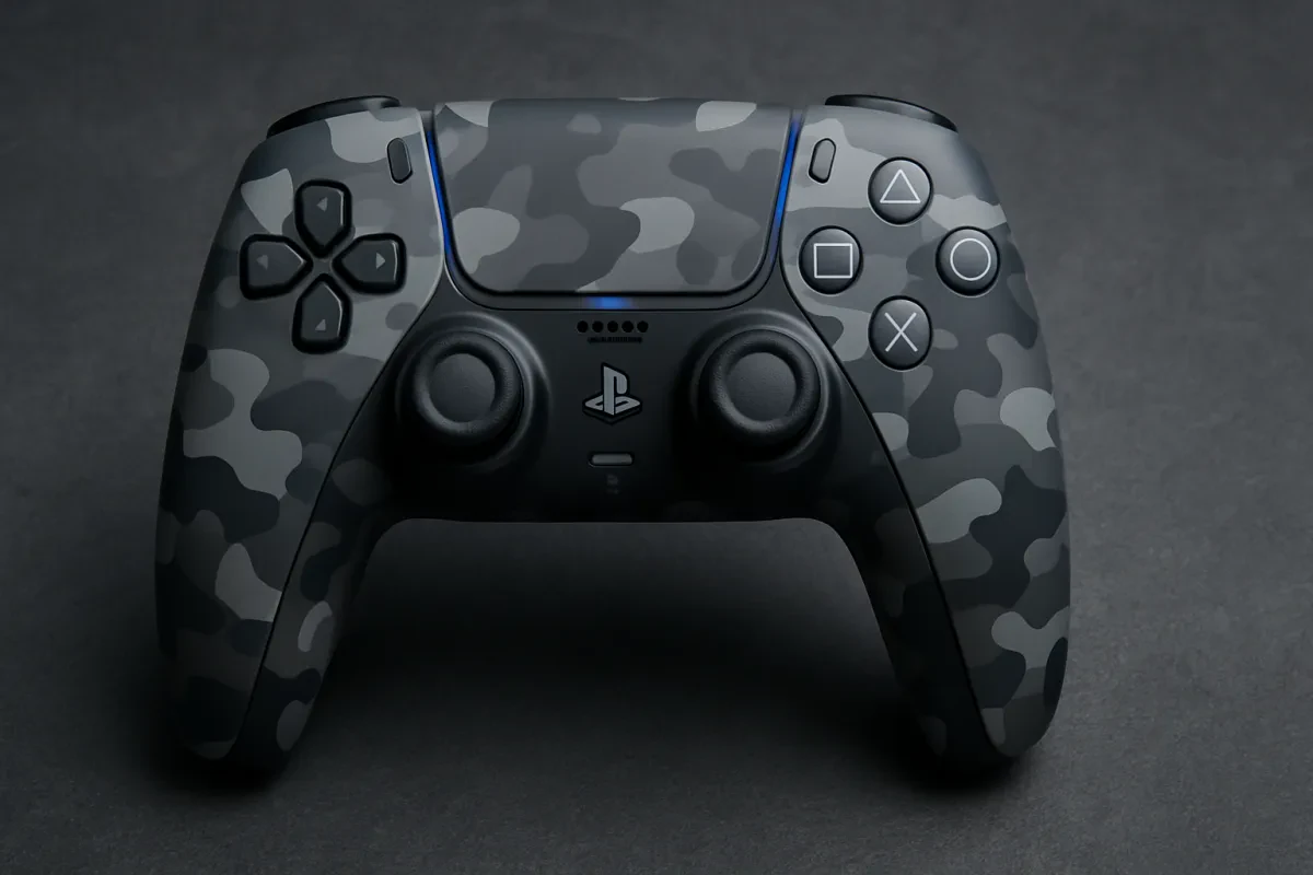Stylish Gray Camouflage PlayStation DualSense Controller