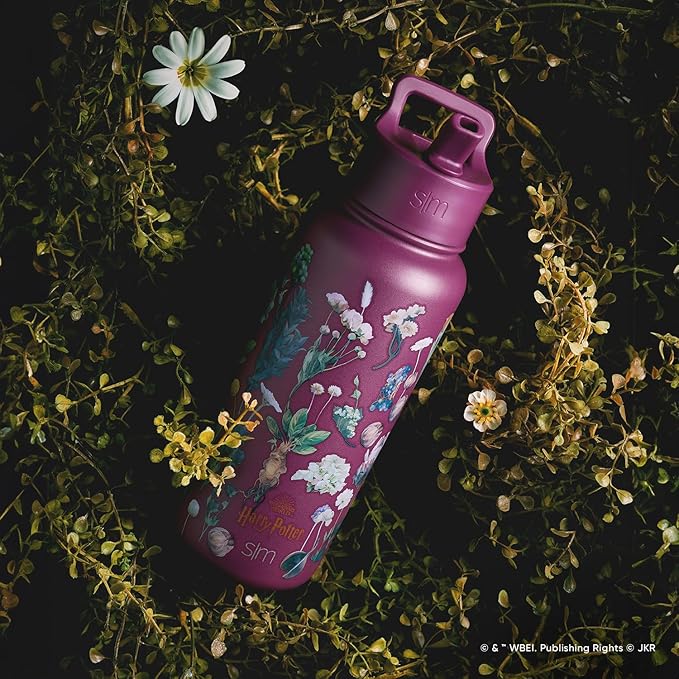 Harry Potter Herbology themed insulated water bottle with straw lid