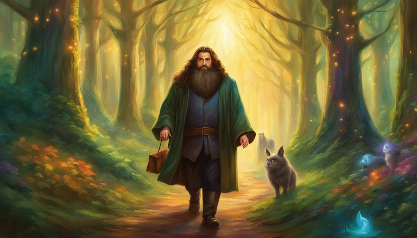 Harry Potter with Hagrid Explores the Forbidden Forest in Magical Journey