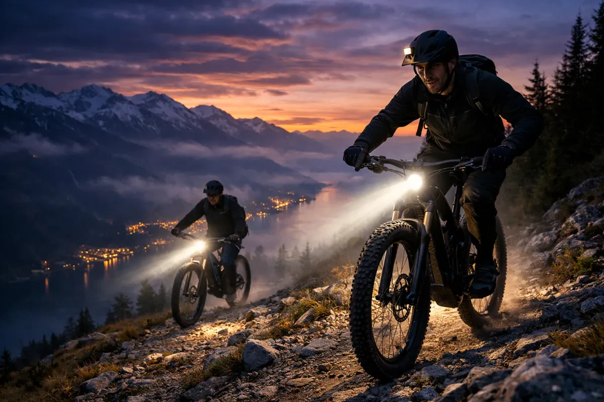E Mountain Bikes With Integrated Lights Shine Bright