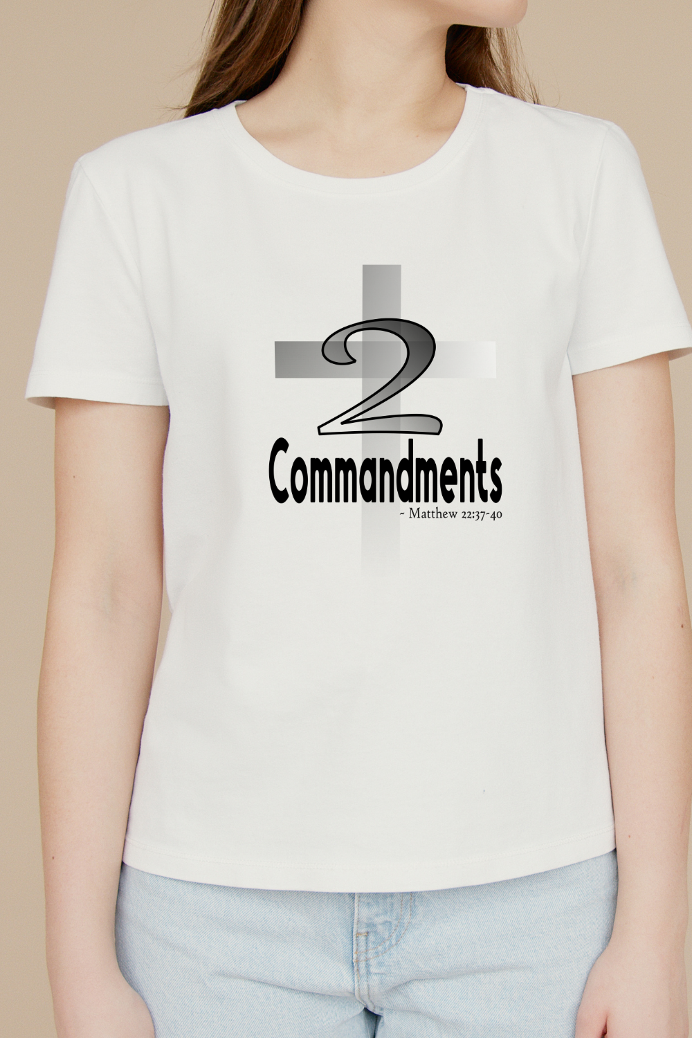 Two commandments from Matthew 22:37-40 Tshirt for women