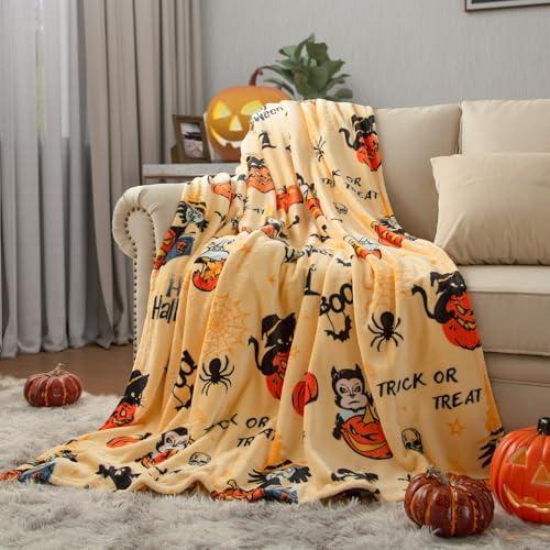 Retro Halloween Large Fleece Throw Blanket Review