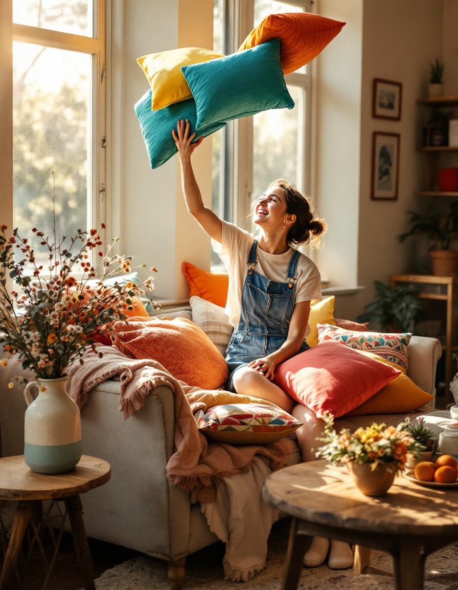 oyful-woman-tossing-colorful-pillows-cozy-living-room