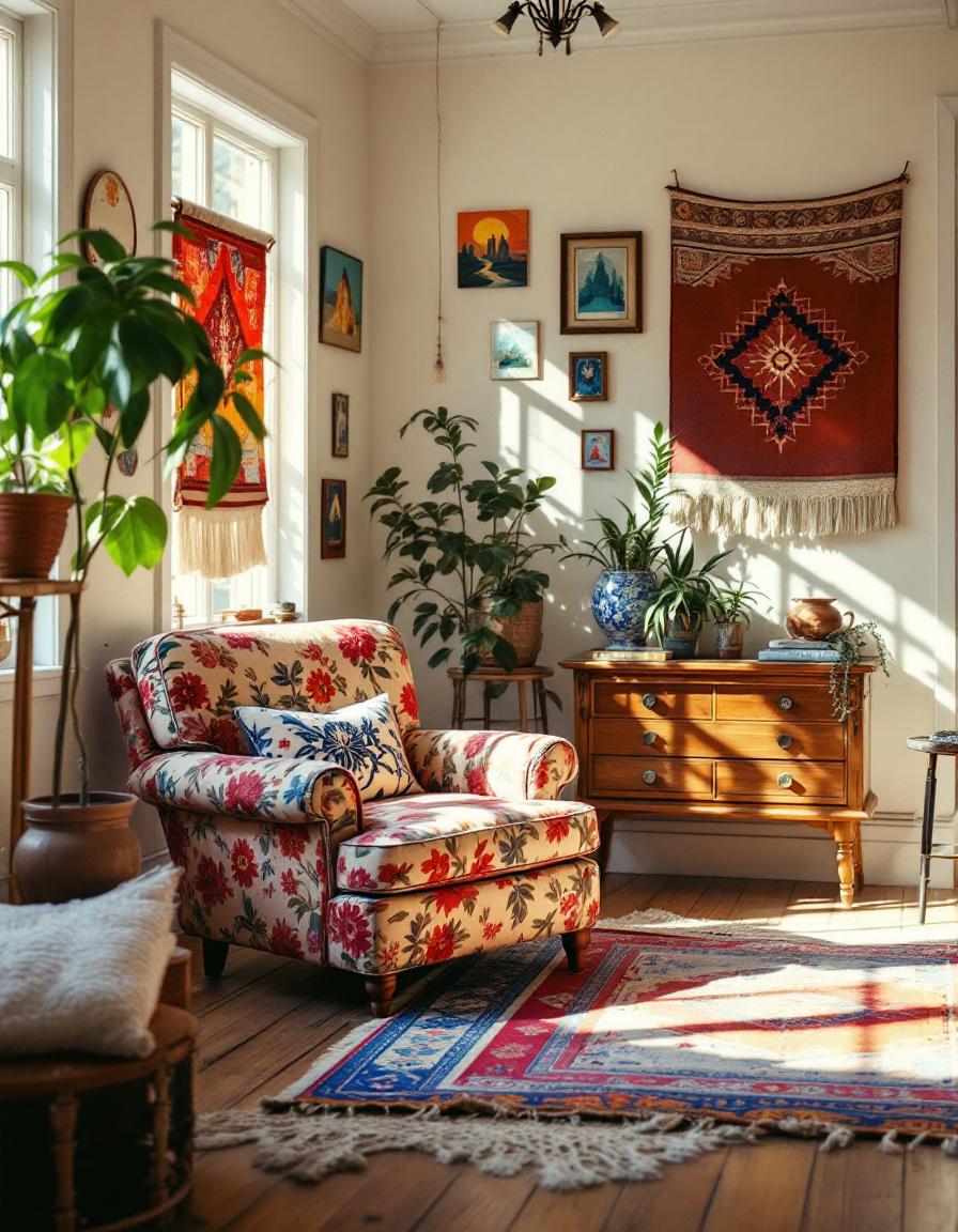 eclectic-living-room-vintage-thrift-armchair