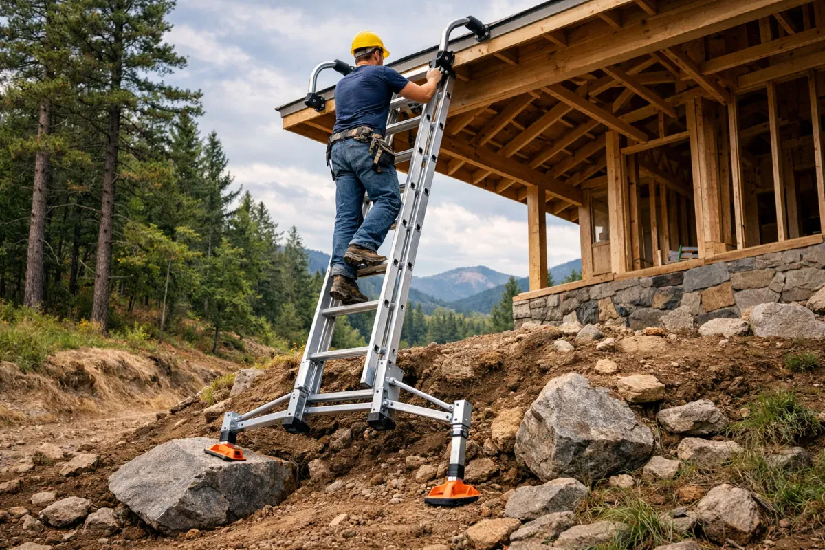 Using a Ladder Stabilizer on Uneven Ground