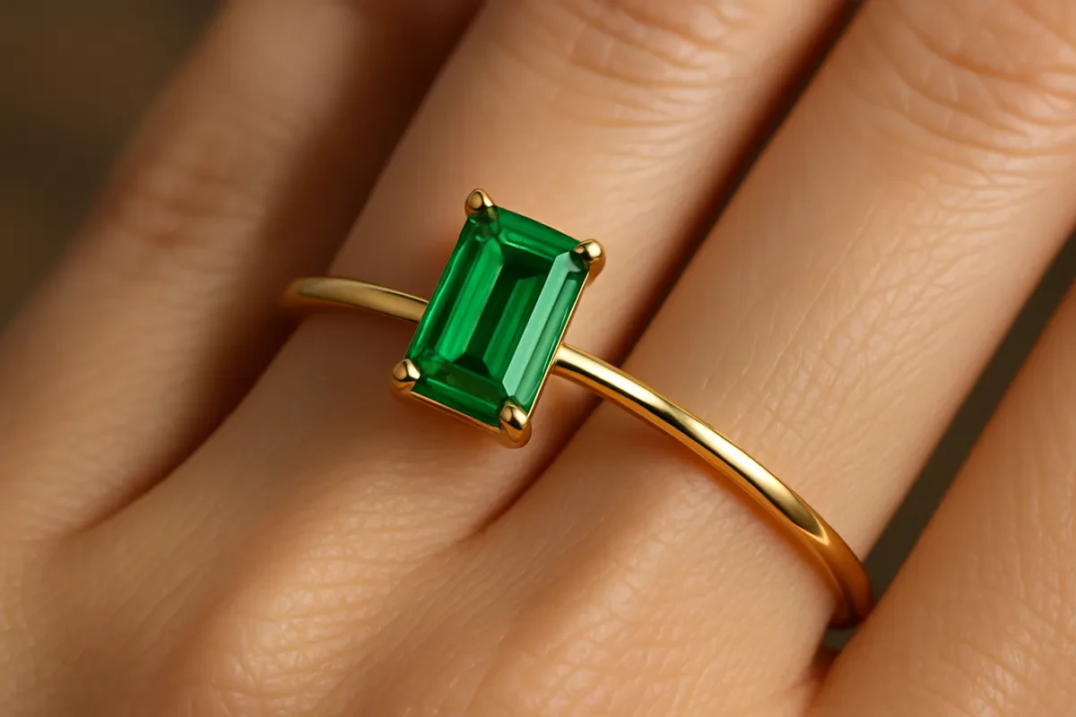 Stunning 14K Gold Emerald Cut Baguette Ring