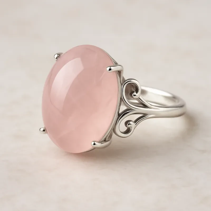 Discover the beauty and charm of this stunning rose quartz ring