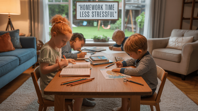 Simple tips to keep everyone focused and organized while tackling homework together