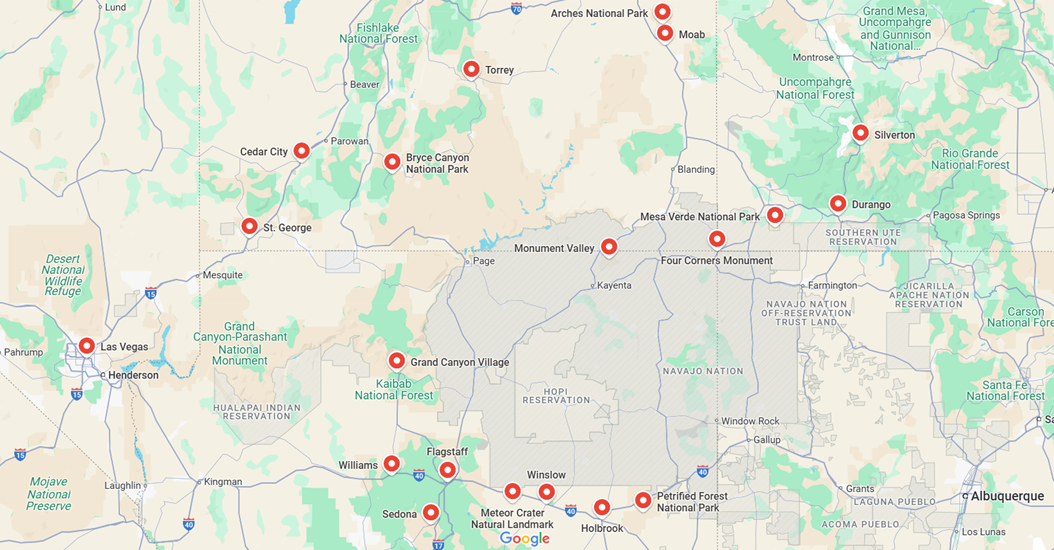 Grand Circle visited places