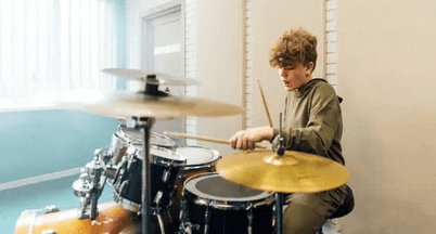 Kid at drum practice