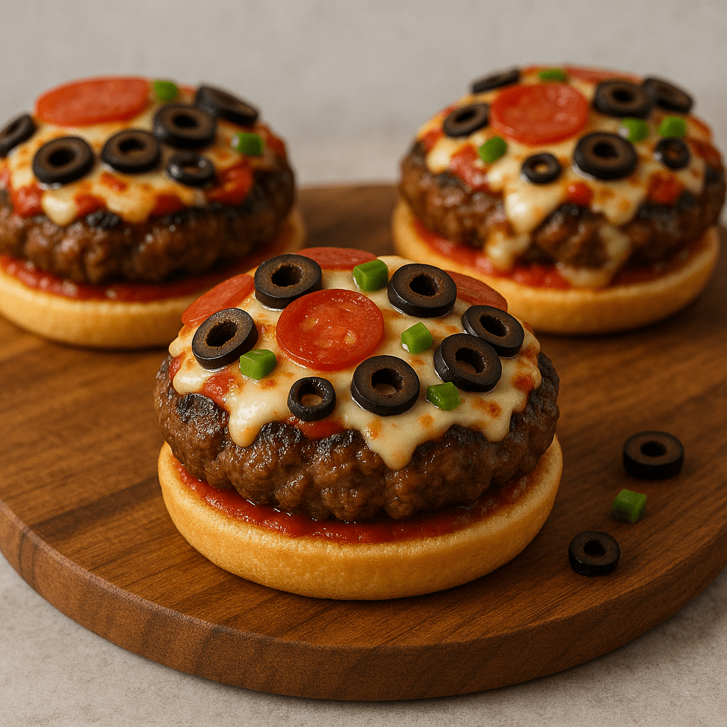 Mouthwatering flavors that mix pizza and burgers for a delicious twist Cheesy Italian Pizza Burgers