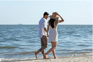 walking on the beach