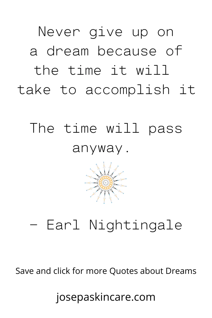 Never give up on a dream because of the time it will take to accomplish it. The time will pass anyway. - Earl Nightingale