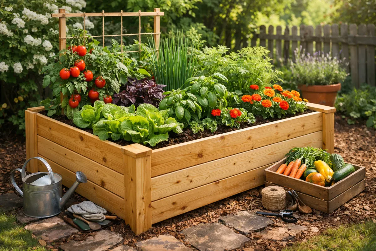 Natural Wood Raised Garden Bed Planter Box