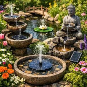 Discover the perfect solar fountains that will transform your small garden into a tranquil oasis