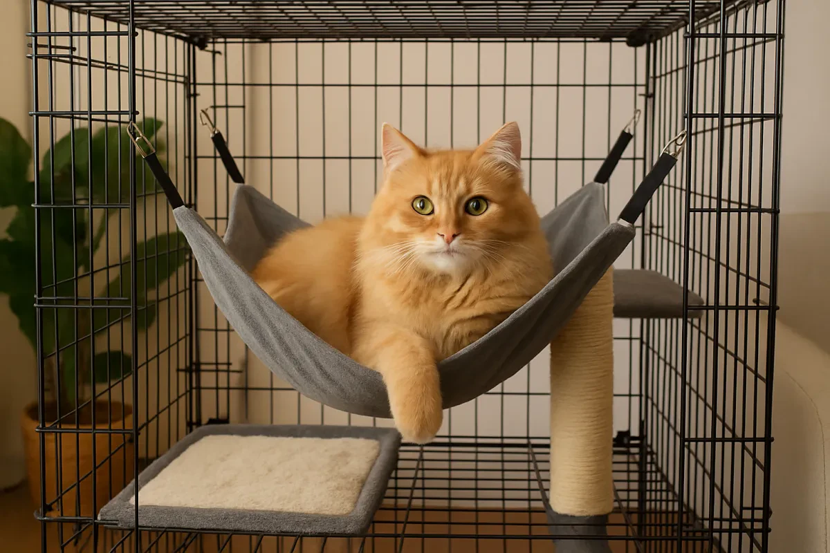 Cozy Indoor Cat Cage with Hammock Space