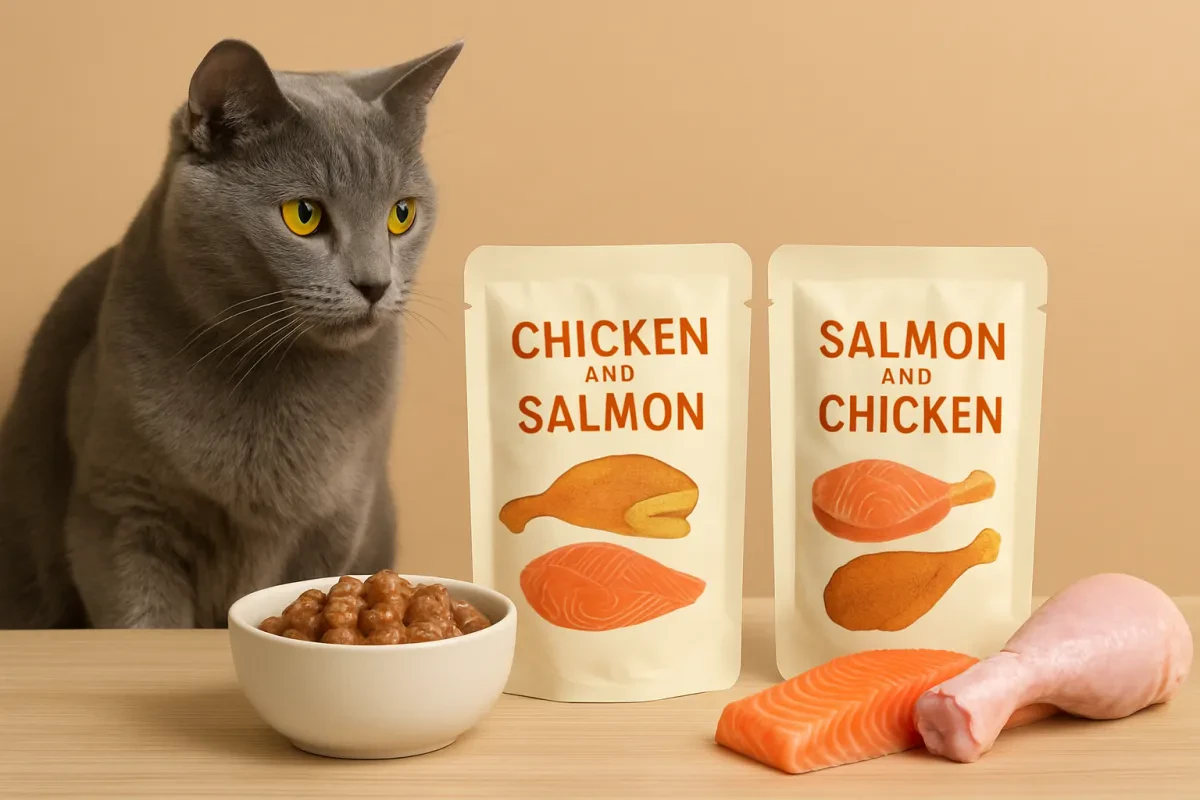 Delicious Chicken and Salmon Pouches for Cats