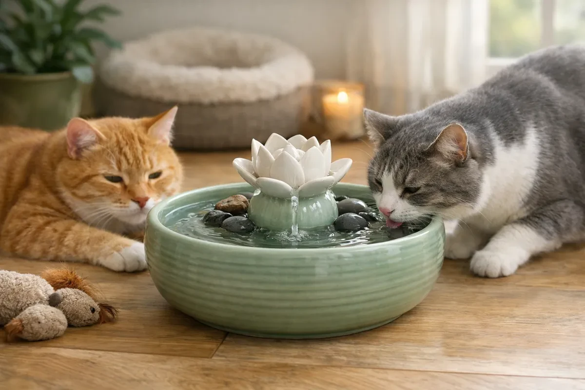 Quiet Ceramic Cat Water Fountain for Happy Cats
