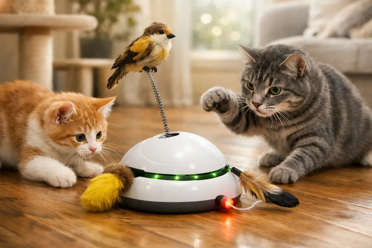 Engaging 2-in-1 Cat Toy That Chirps