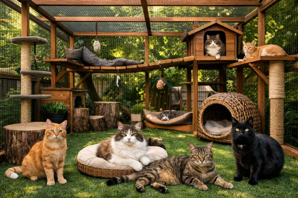 Roomy Outdoor Catio Perfect for Multiple Cats