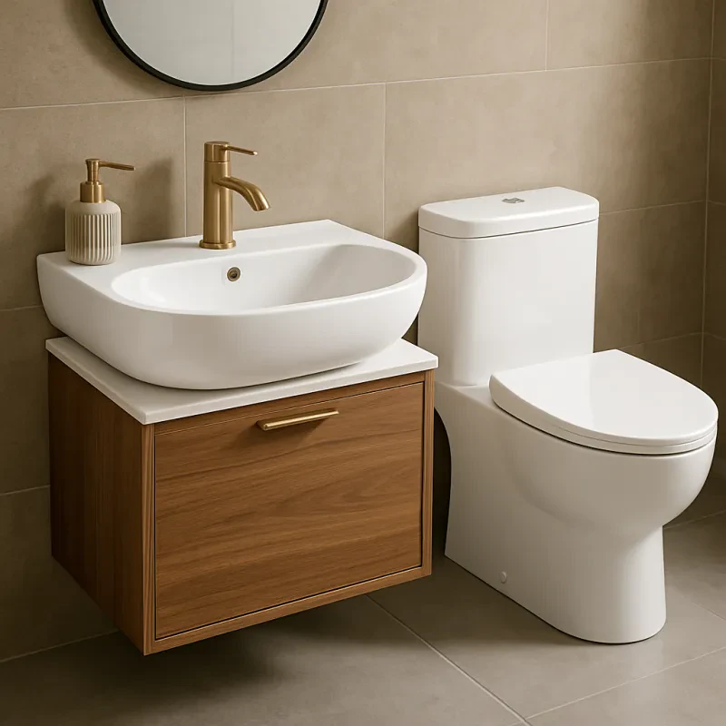 Upgrade your bathroom with a chic ceramic sink and toilet combo