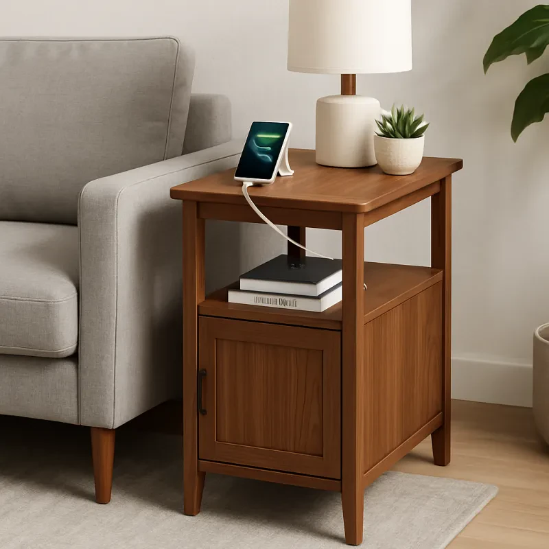 A Chic Solution for Small Spaces with Handy Charging and Extra Storage