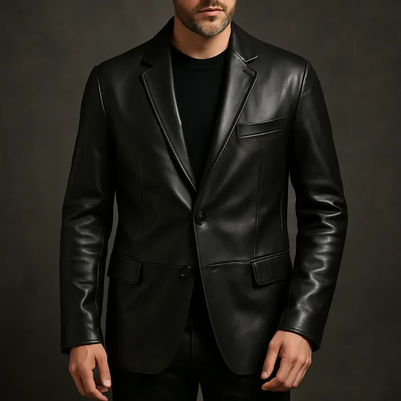 Upgrade your style with this must-have lambskin leather blazer for men