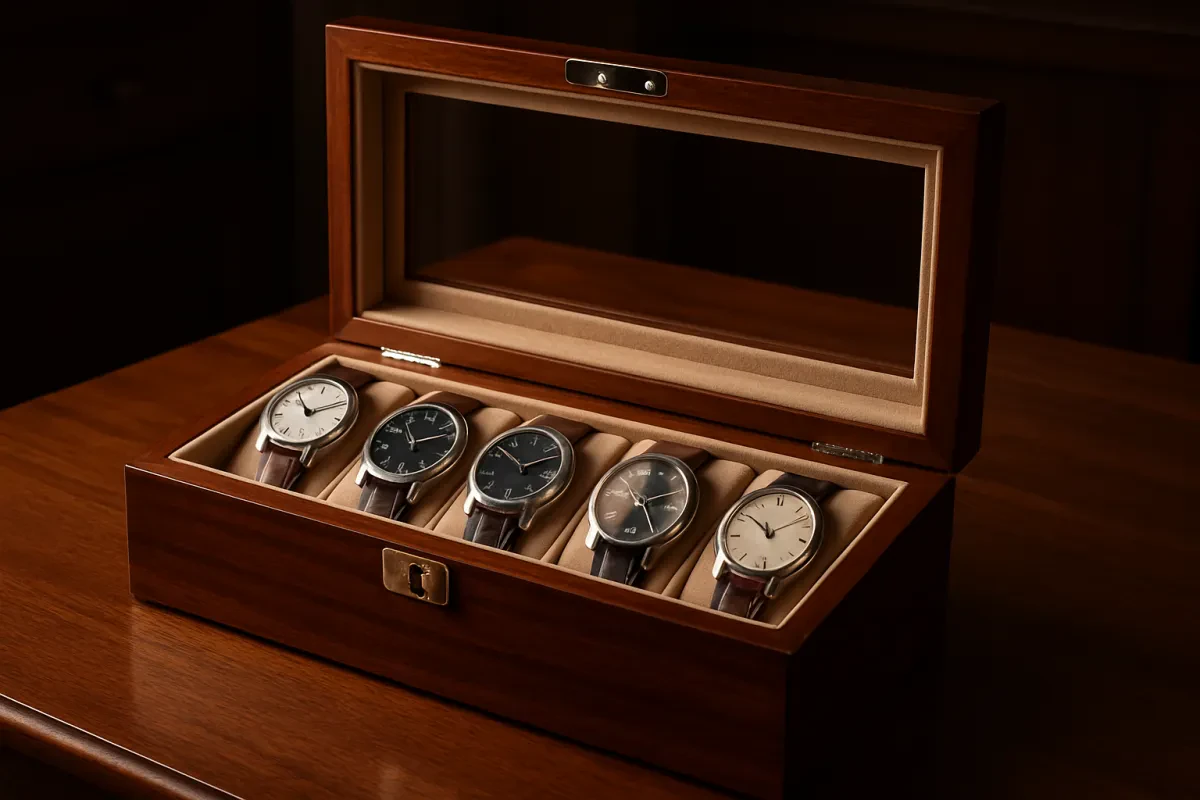 Elegant Wooden Watch Display Case for Collectors