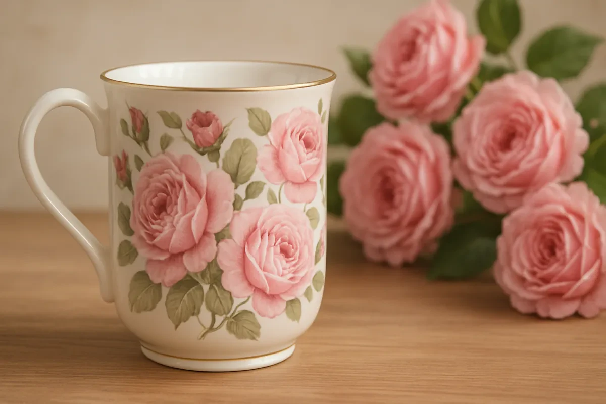 Charming Porcelain Mug with Pink Roses Design