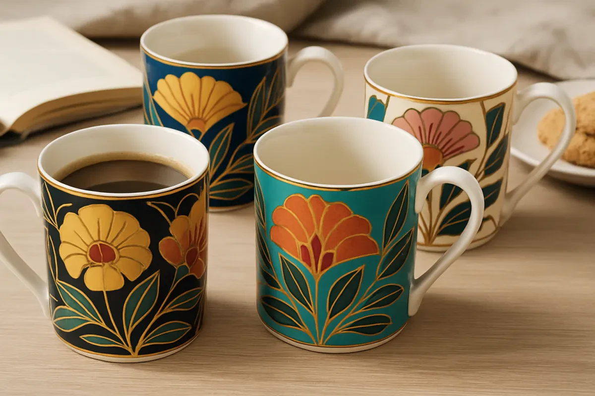 Art Deco Floral Coffee Mugs Set of 4 Review