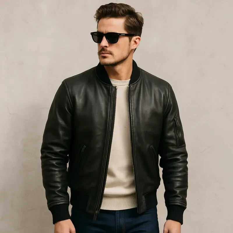 Discover simple tips to rock your bomber leather jacket with confidence