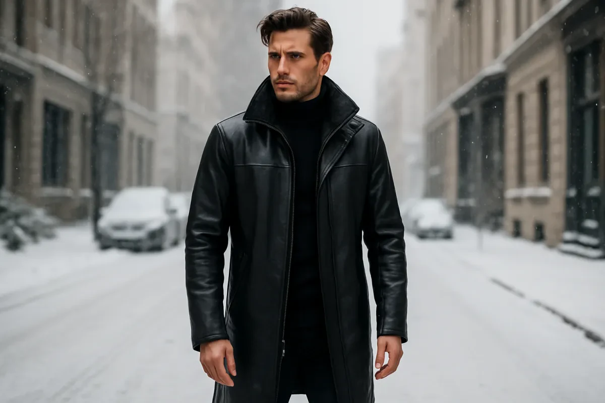 The Ultimate Men’s Long Black Winter Leather Jacket for Style & Comfort