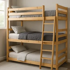 Maximize your space and keep everyone cozy with these triple bunk beds