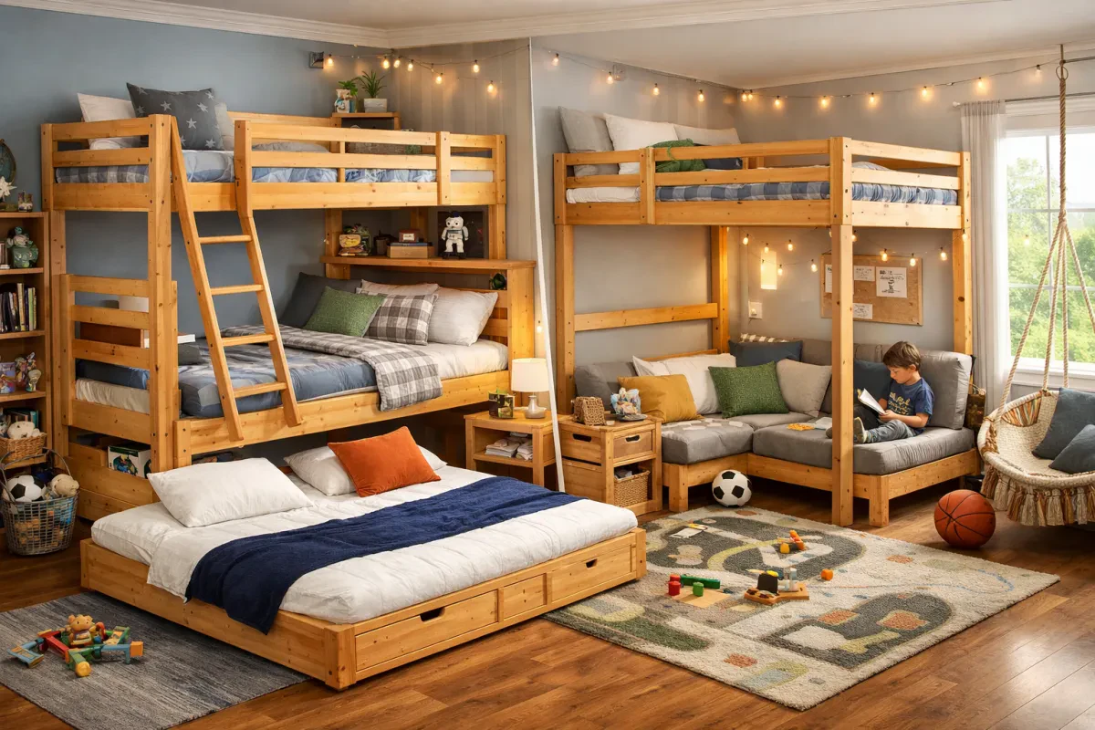 Maximize Space with Convertible Triple Bunk Beds