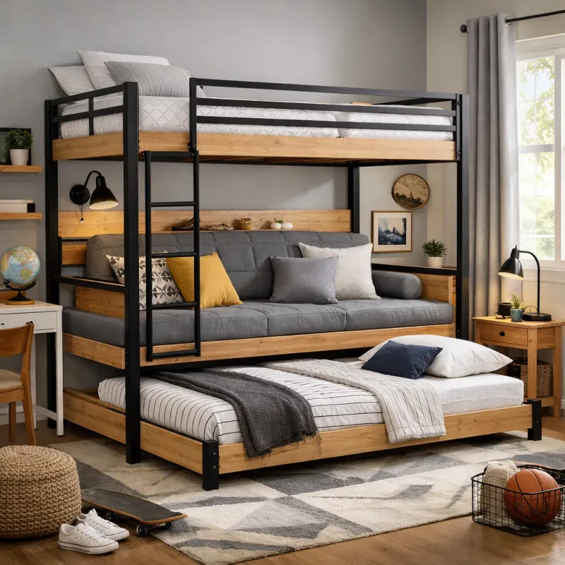 Transform your space with versatile triple bunk beds that fit any layout