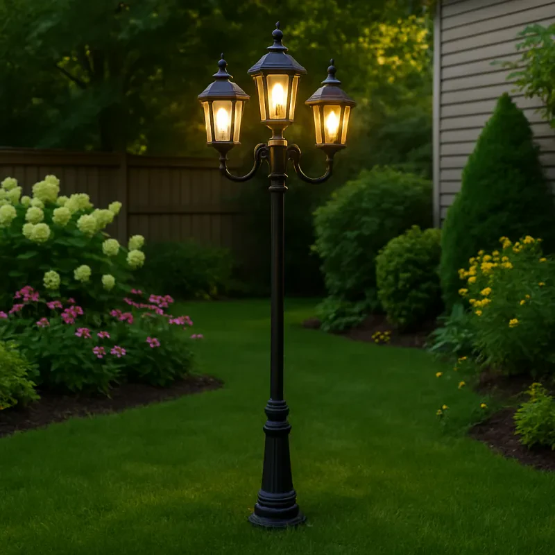 Add charm and warmth to your outdoor space with stylish lamp posts